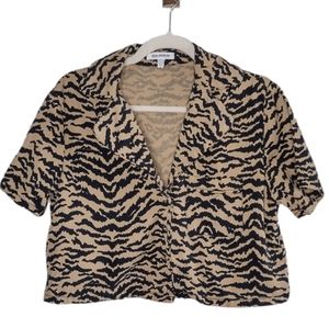 Good American Cropped Zebra Print Top